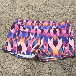 Reebok Pink and Purple Athletic Shorts with Geometric Design